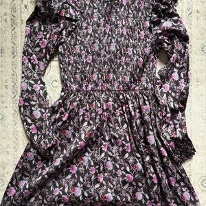 GAP Pink and Black A-line Dress with Ruffled Tiers